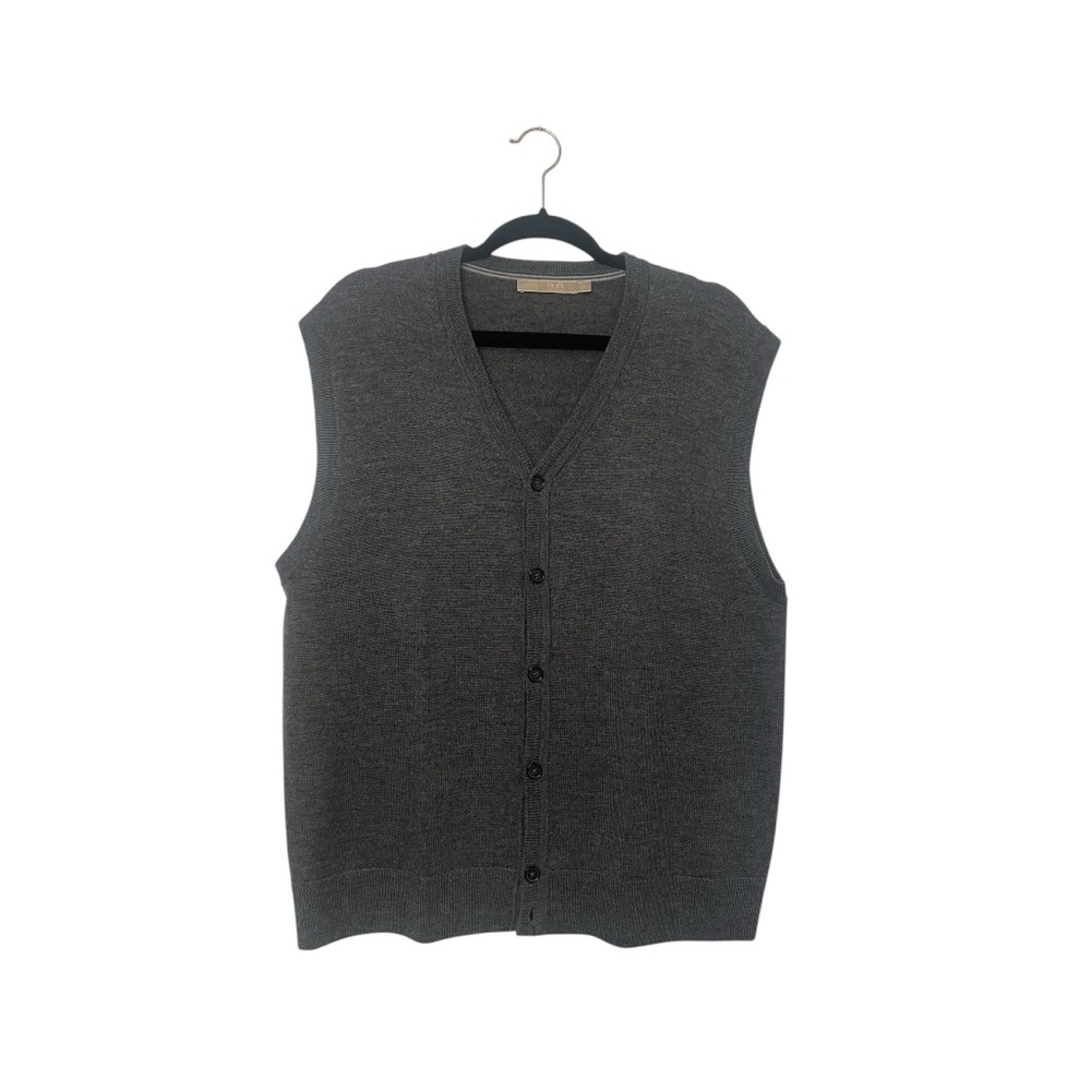 Charcoal Raffi Men’s Button Down Sweater Vest (Merino Wool)